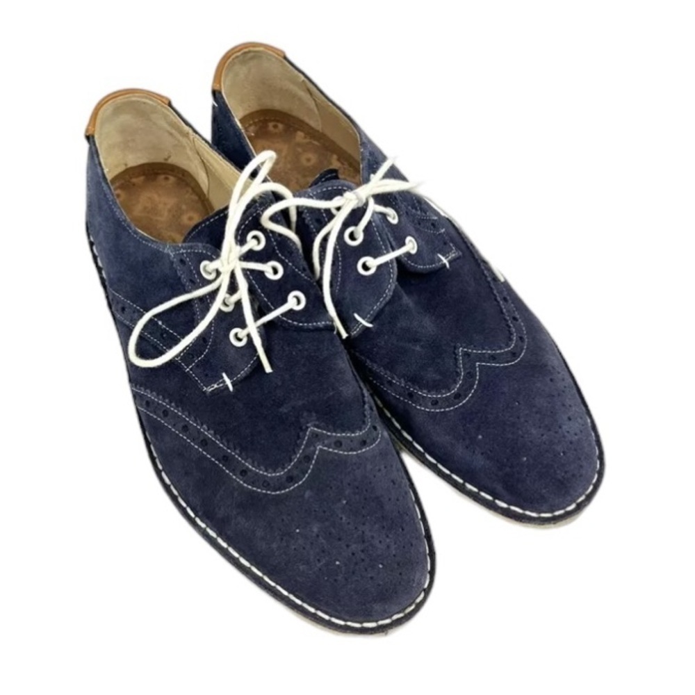 TED BAKER LONDON Men's US 8 Suede Leather Wingtip Oxford Derby Shoes Jamfro Blue - Picture 3 of 17